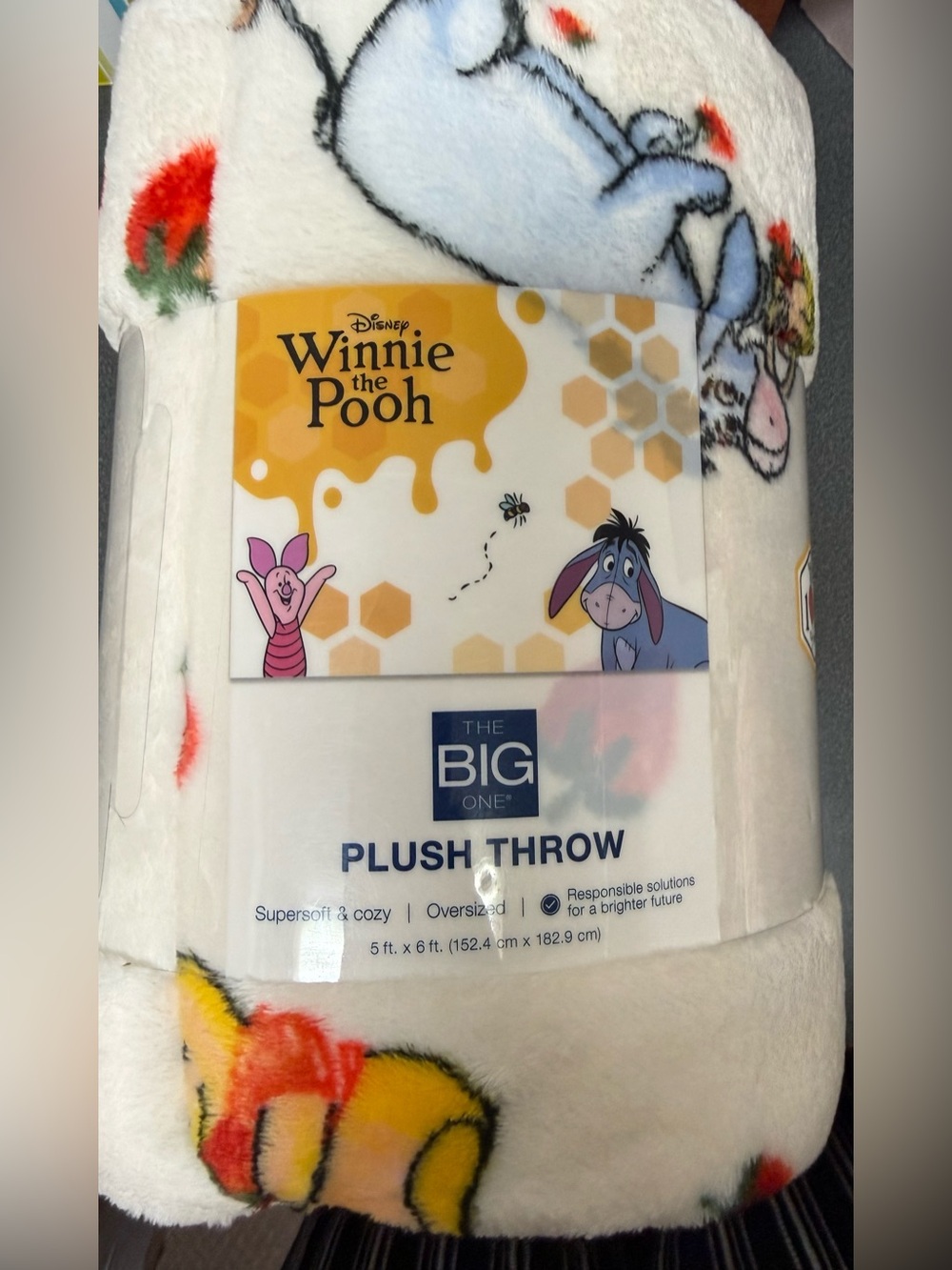 The Big One Winnie the Pooh Strawberries Plush Throw - Oversized - *NWT